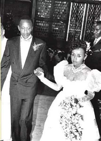 Uhuru and Margaret during their wedding in 1989 