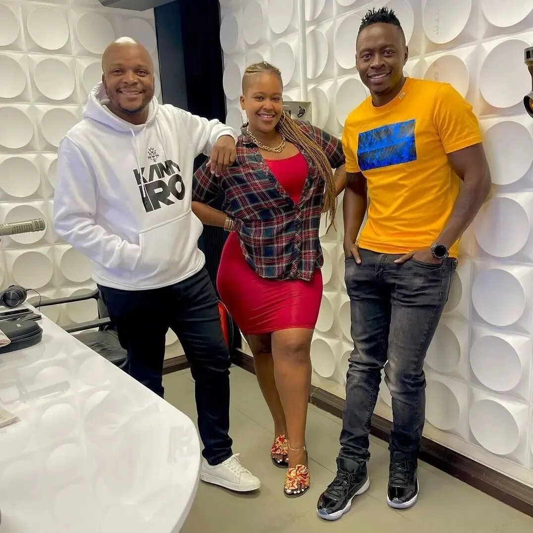 Jalango, Kamene Goro and Obinna at Kiss FM studio